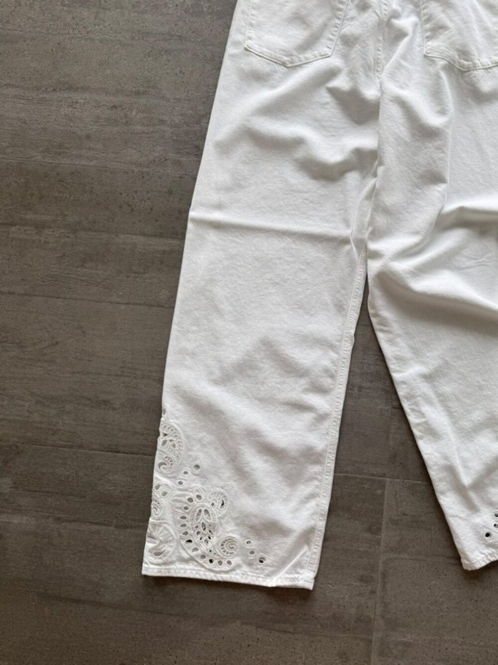 rag & bone Phoebe Drawstring Wide Leg Jeans White Eyelet L